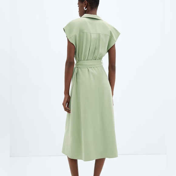 New Mango Belt Midi Sleeveless Wrap Dress in Mint Green Sz 2 NWT - Picture 7 of 11